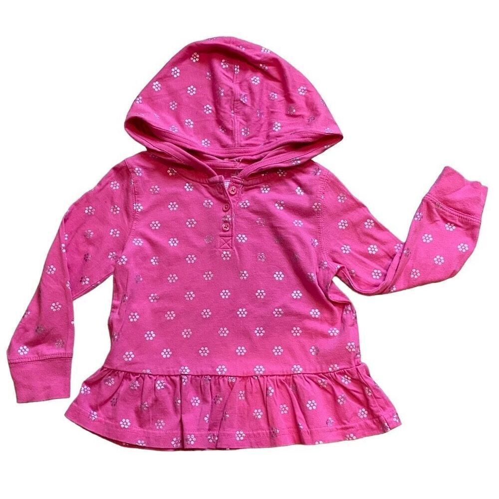 Baby Gap Hooded Long Sleeve Blouse Bright Pink Size 3T